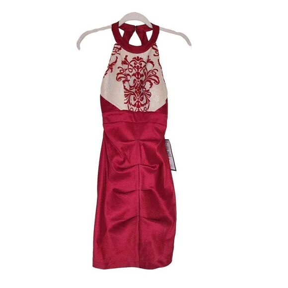 Blondi nites  Stacy Sklar fitted halter lace overlay cocktail dress NWT  SIZE 1 - Picture 1 of 9